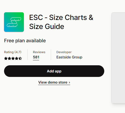 ESC - Size Charts